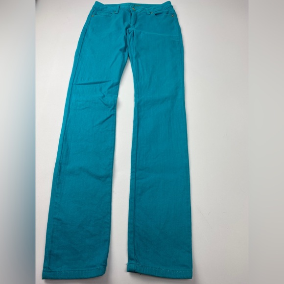 Michael Kors Turquoise Blue Straight Leg Denim Jeans Size 0 - Picture 3 of 14